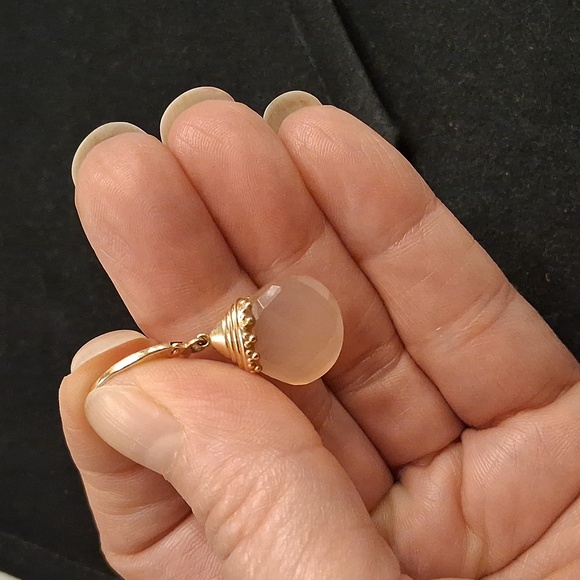 14K Pink Quartz Dangle Earrings - Picture 4 of 4